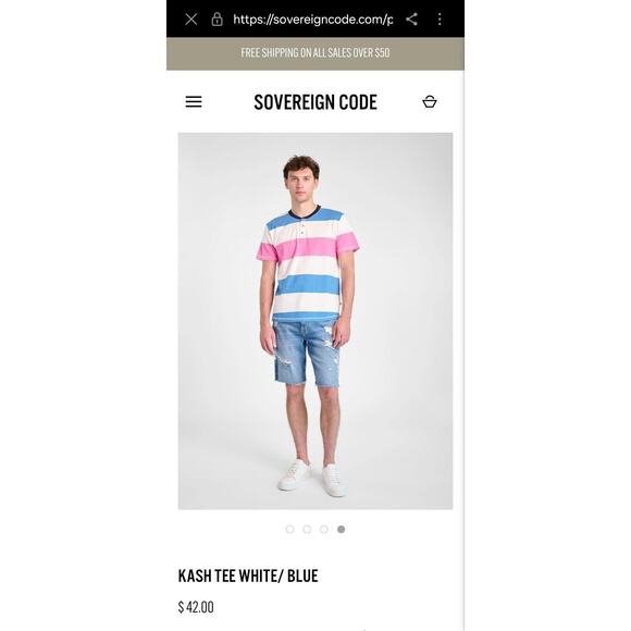 Sovereign Code men's multicolor Cotton Short Sleeve Henley M New B26 5 - Picture 1 of 9